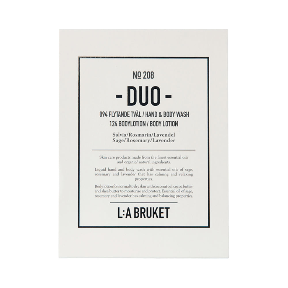 L:A Bruket 208 Duo-Kit Liquid Soap/Body Lotion Sage/Rosemary/Lavender